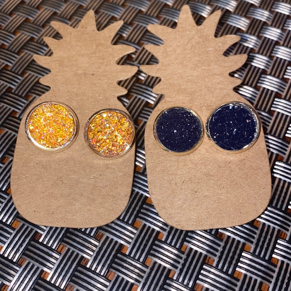 New Earrings- Shimmery Yellow/Pink and Navy Blue Sets